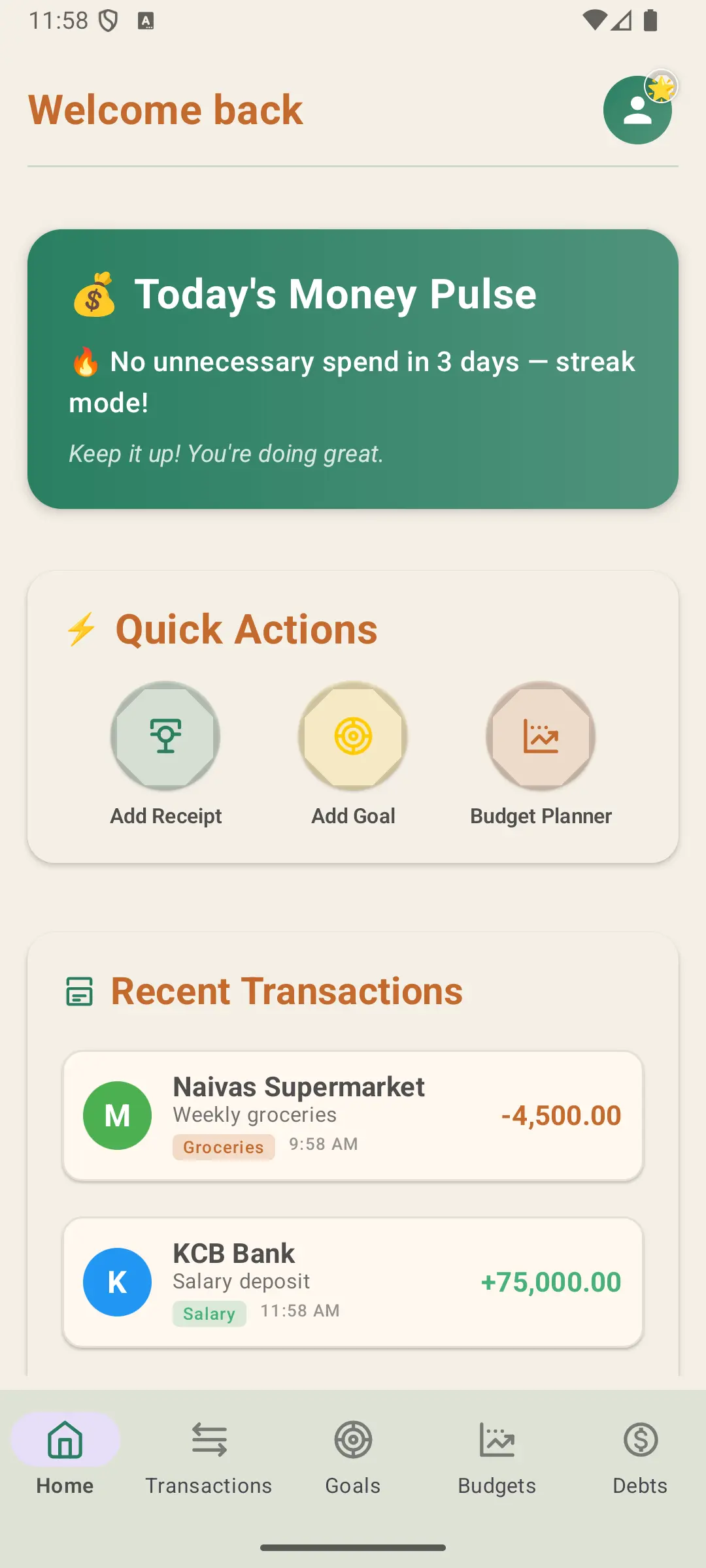 Napesa App dashboard showing financial insights on a Kenyan smartphone